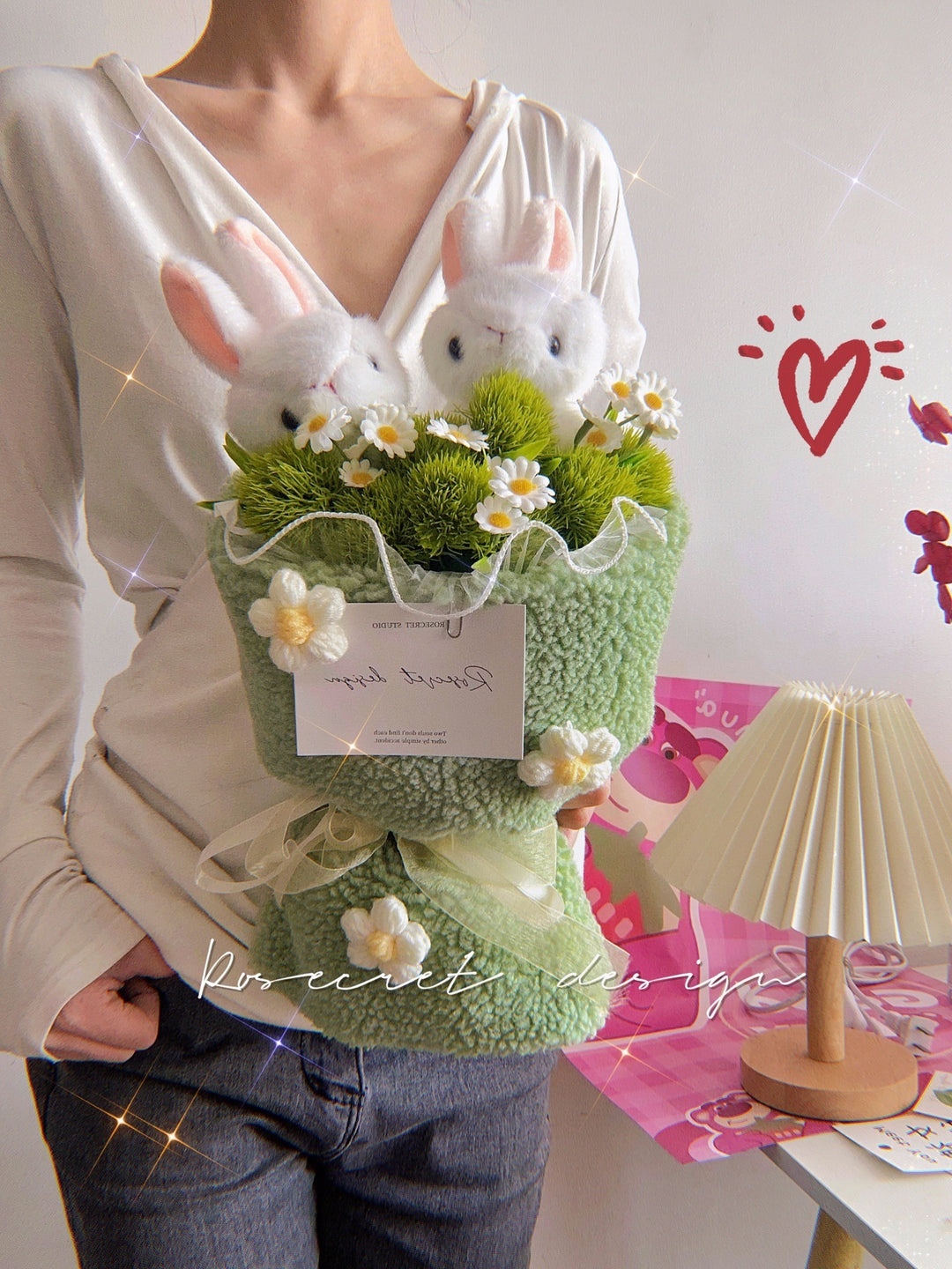 Rabbit Lamb Wheat Doll Bridal Bouquet