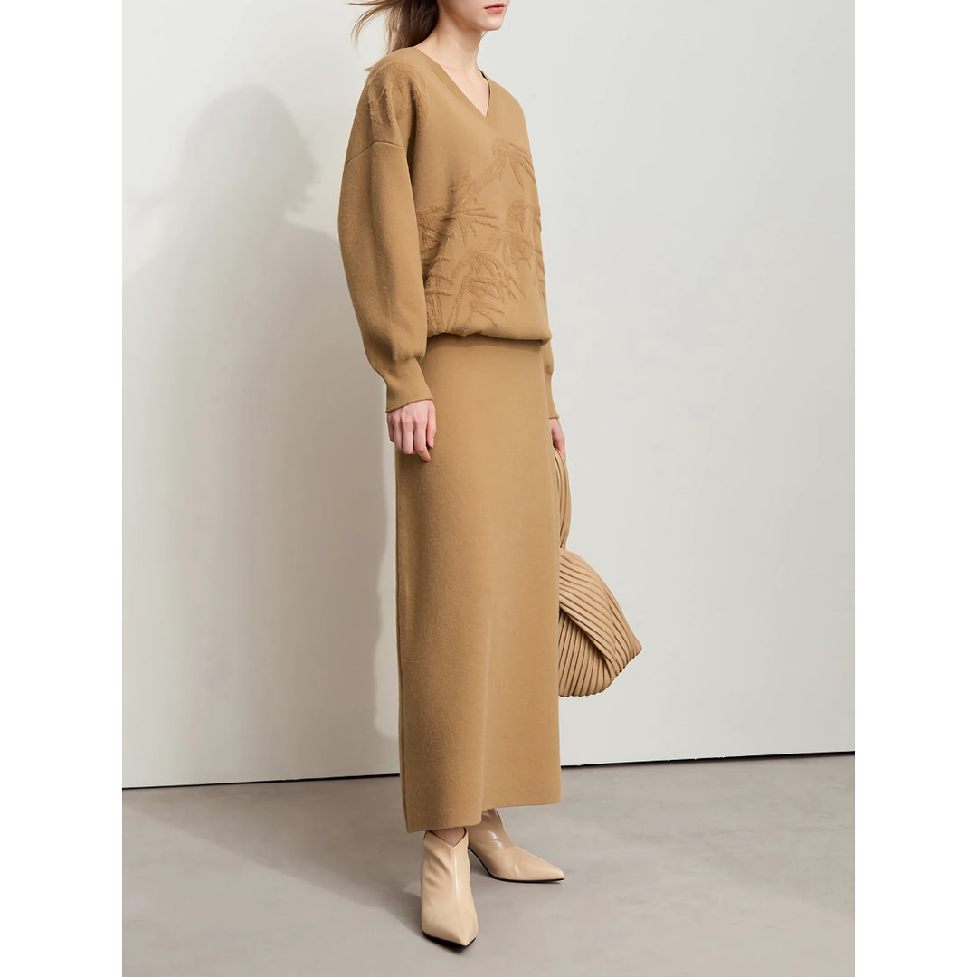 Elegant Women's Knitted A-Line Midi Skirt for Fall & Winter