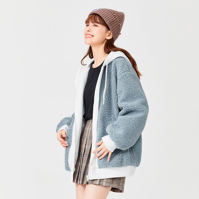 Women's Imitation Lamb Wool Hooded Coat