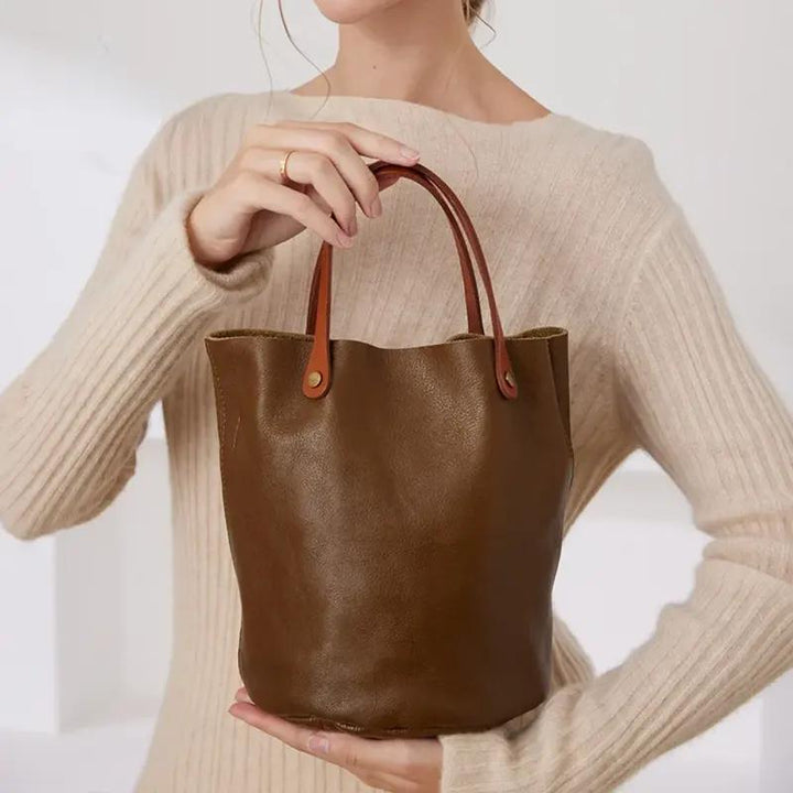 Retro Vegetable Tanned Leather Handbag