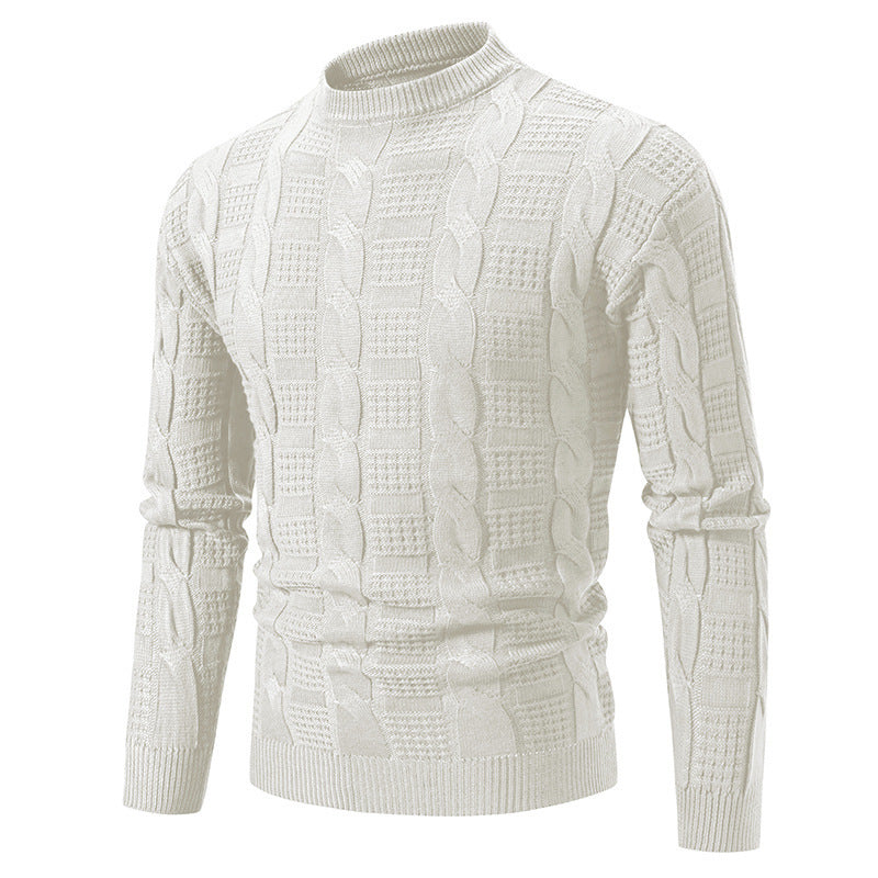 Men's Round Neck Twisted Pullover Men's Knitwear