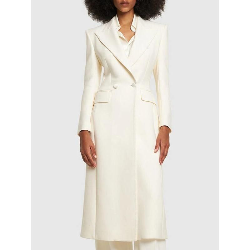 Women's Elegant Mid-Length Double Breasted Blazer Coat