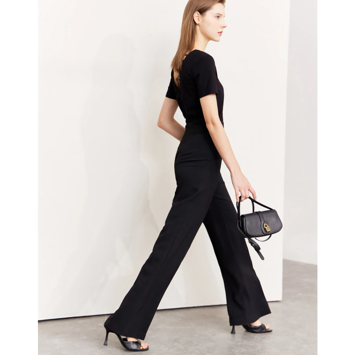 Minimalist High-Waisted Wide-Leg Women's Trousers