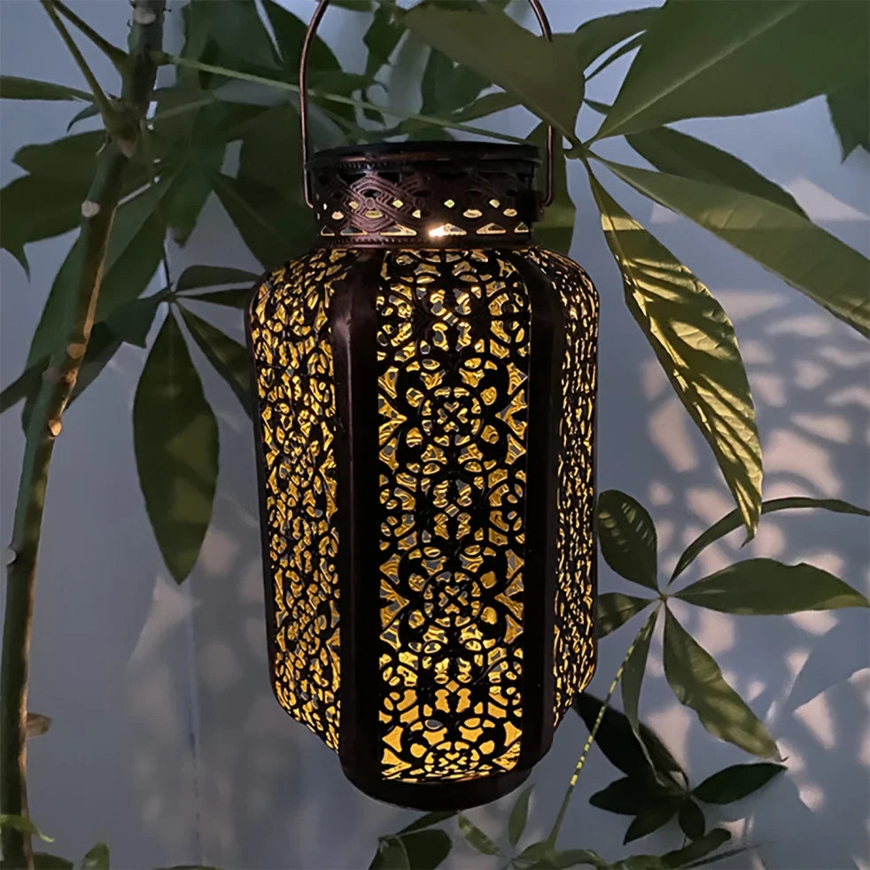Vintage Solar Iron Art Lantern