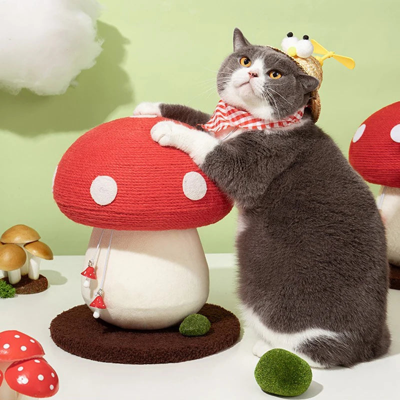 Charming Red Mushroom Cat Scratching Post