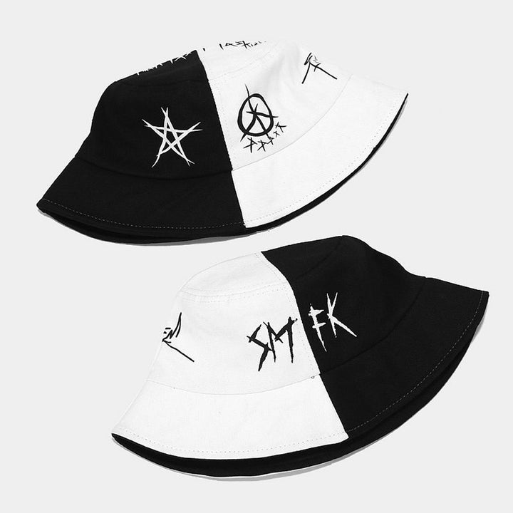 Summer Cotton Patchwork Graffiti Bucket Hat