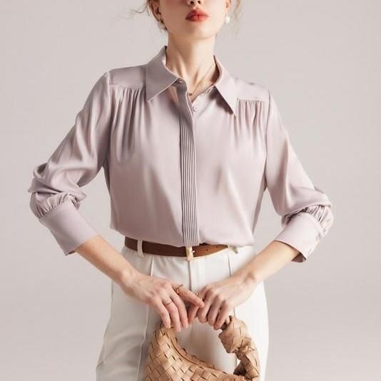 Elegant Long Sleeve Silk Blouse for Women