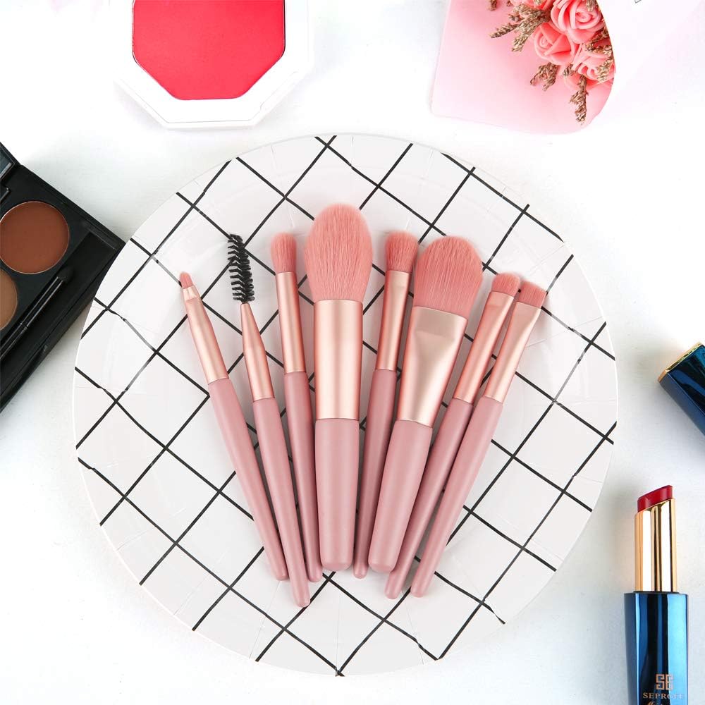 8-Piece Mini Travel Makeup Brush Set - Soft, Portable, Essential