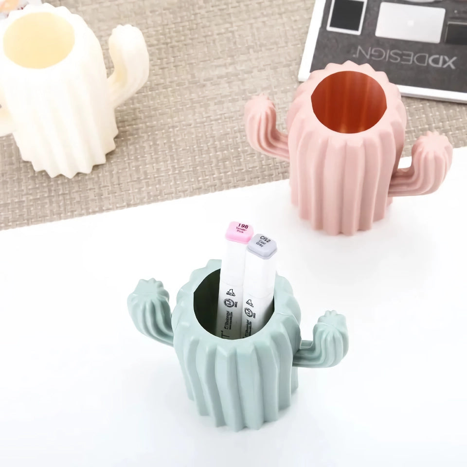 Cactus Desktop Organizer Pencil Pen Holder Brush Pot Stationery Desk Organizer