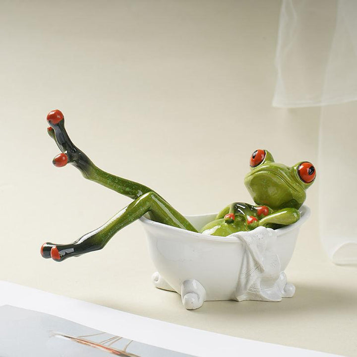 Resin Toilet Frog Bathtub Figurines