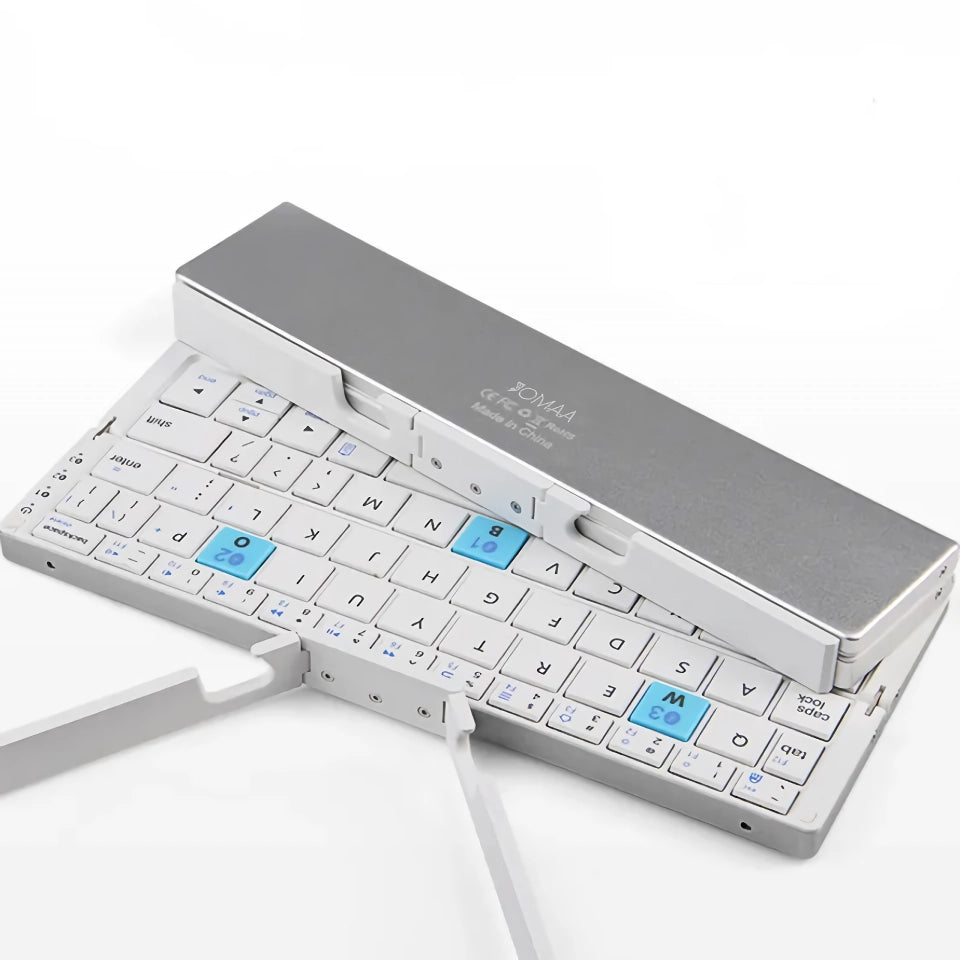 Ultra-Compact Foldable Bluetooth Keyboard with Built-in Stand for Tablets and Smartphones