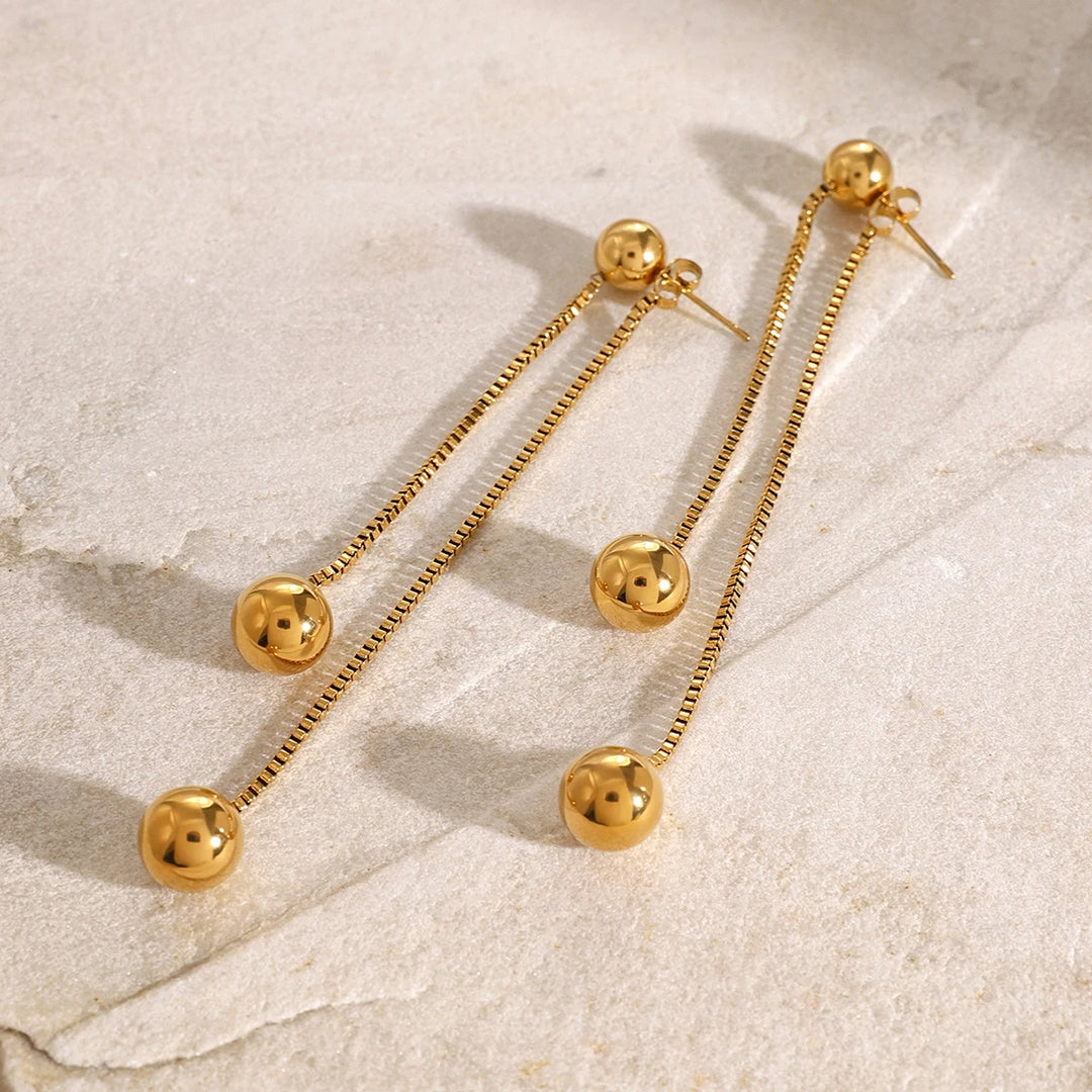 Gold PVD Stainless Steel Round Ball Stud Earrings