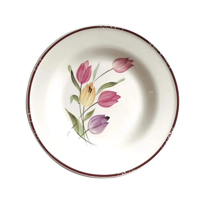 Retro Rose Ceramic Dinnerware – Elegant Floral Dessert and Snack Plate for Afternoon Tea and Home Dining