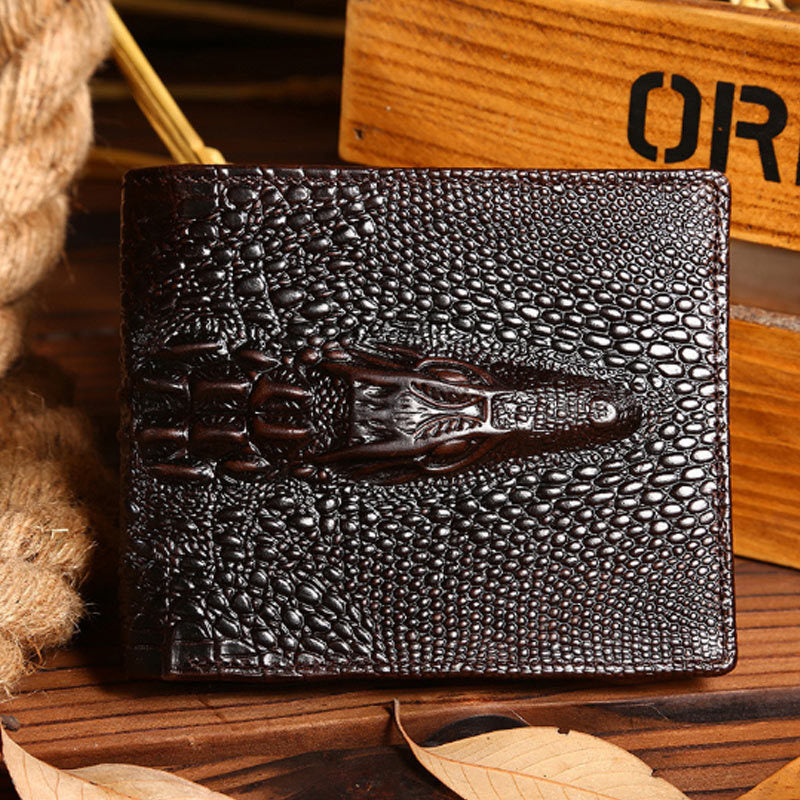 Men's Oil Wax Leather Long Wallet Grain Leather Casual