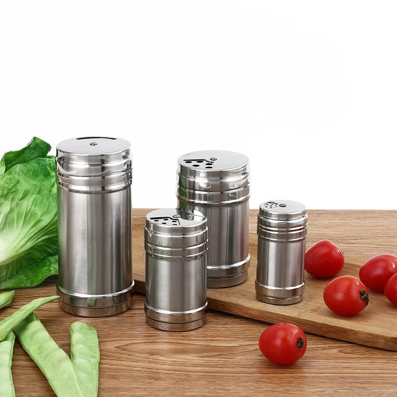 Rotatable Cover Stainless Steel Spice Jar - Adjustable Seasoning Bottle