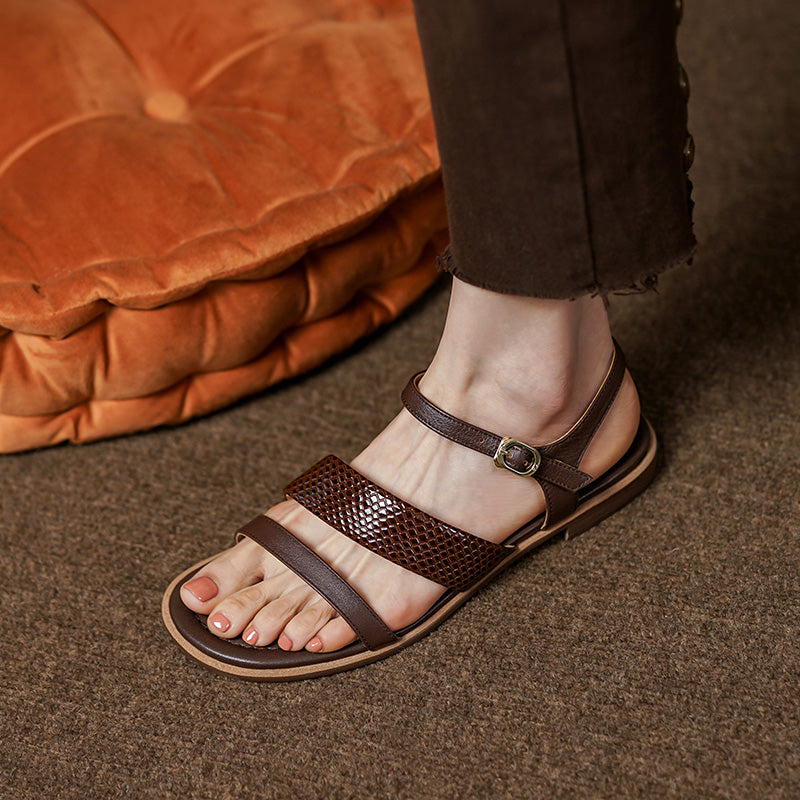 Retro Chic Women's Leather Sandals