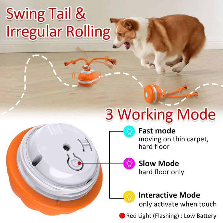 Interactive Motion-Activated Dog Toy Ball with Chew Rope and Teeth Cleaning