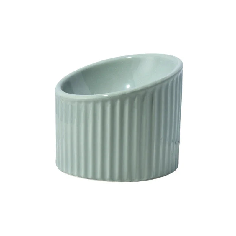 Elevated Ceramic Striped Pet Water Bowl