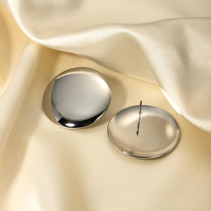 18K Gold-Plated Minimalist Stainless Steel Round Earrings