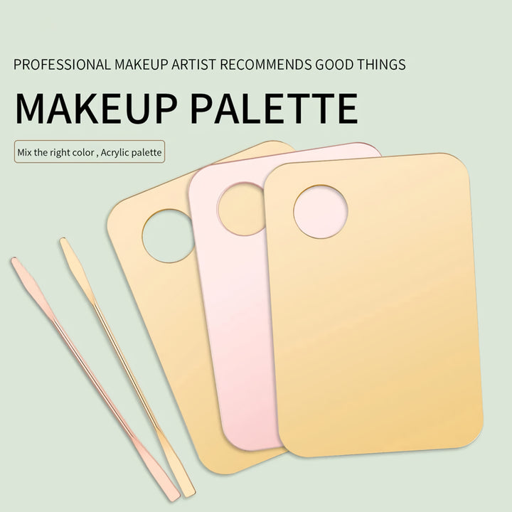 Gold Pink Acrylic Makeup Palette with Spatula Kit