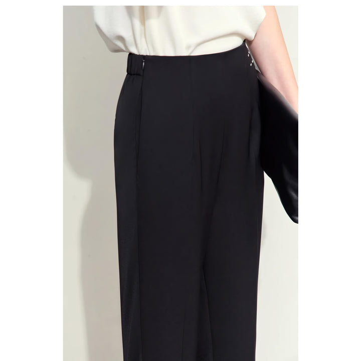 Minimalist Women's Woven Straight Pants with Embroidery