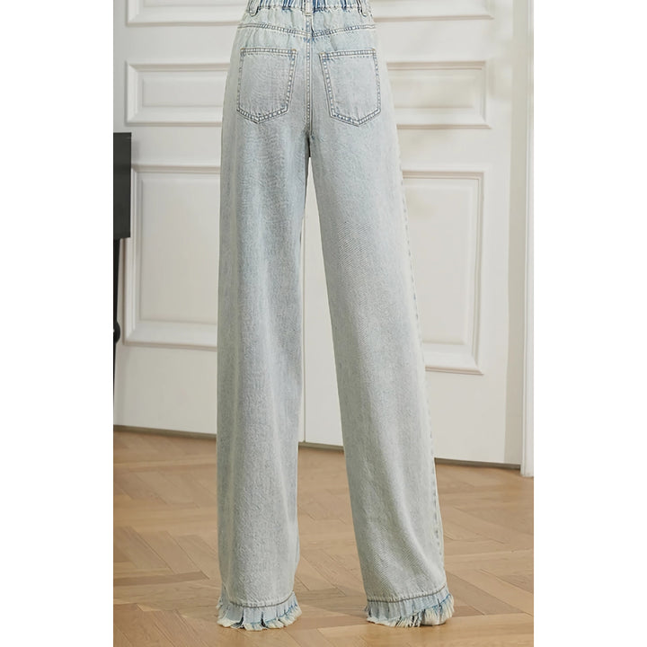 Summer High Waist Retro Wide Leg Denim Pants for Women