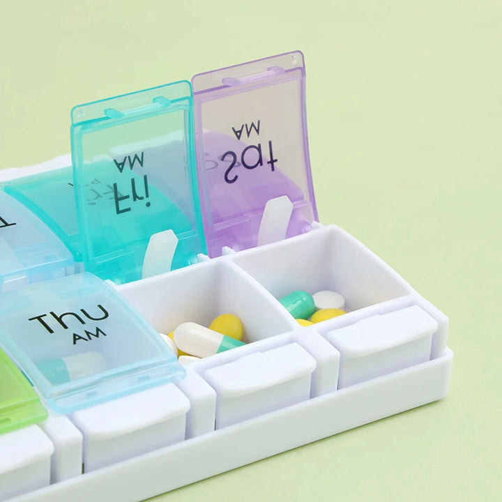 Weekly AM/PM 7-Day Pill Organizer with Push Button