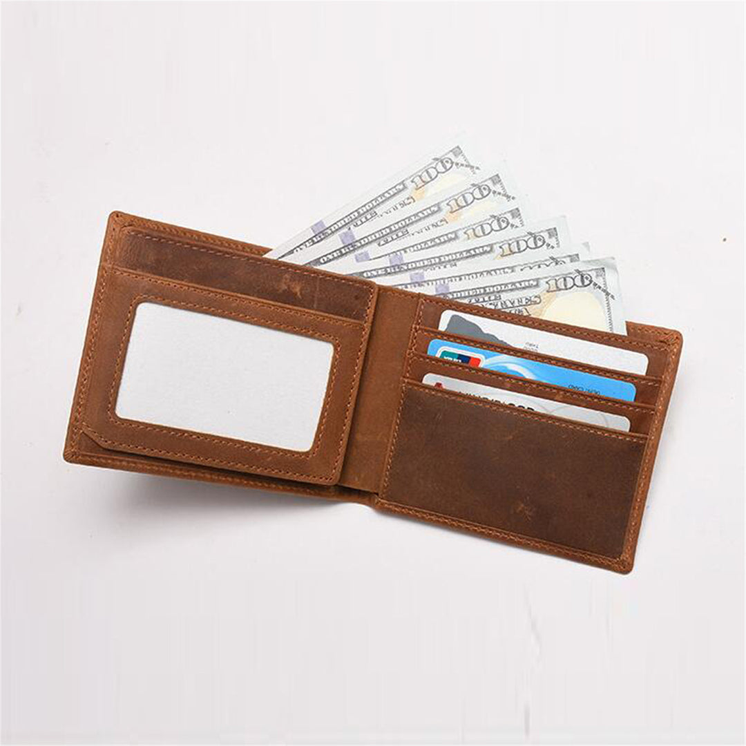 Men's Leather Laser Carving Letter Wallet