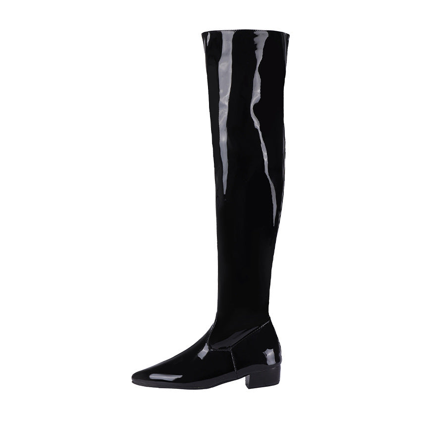 Casual Low Heel Candy Color 40-48 Zipper Paint Women's Over-the-knee Boots