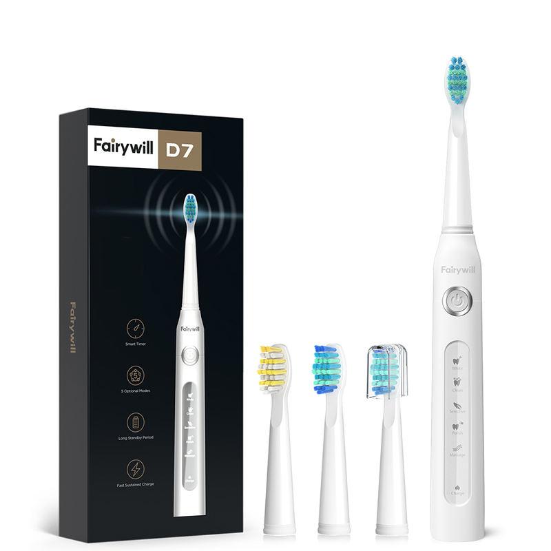 Electric Sonic Toothbrush with 4 Brush Heads – Waterproof, Powerful Cleaning & Rechargeable