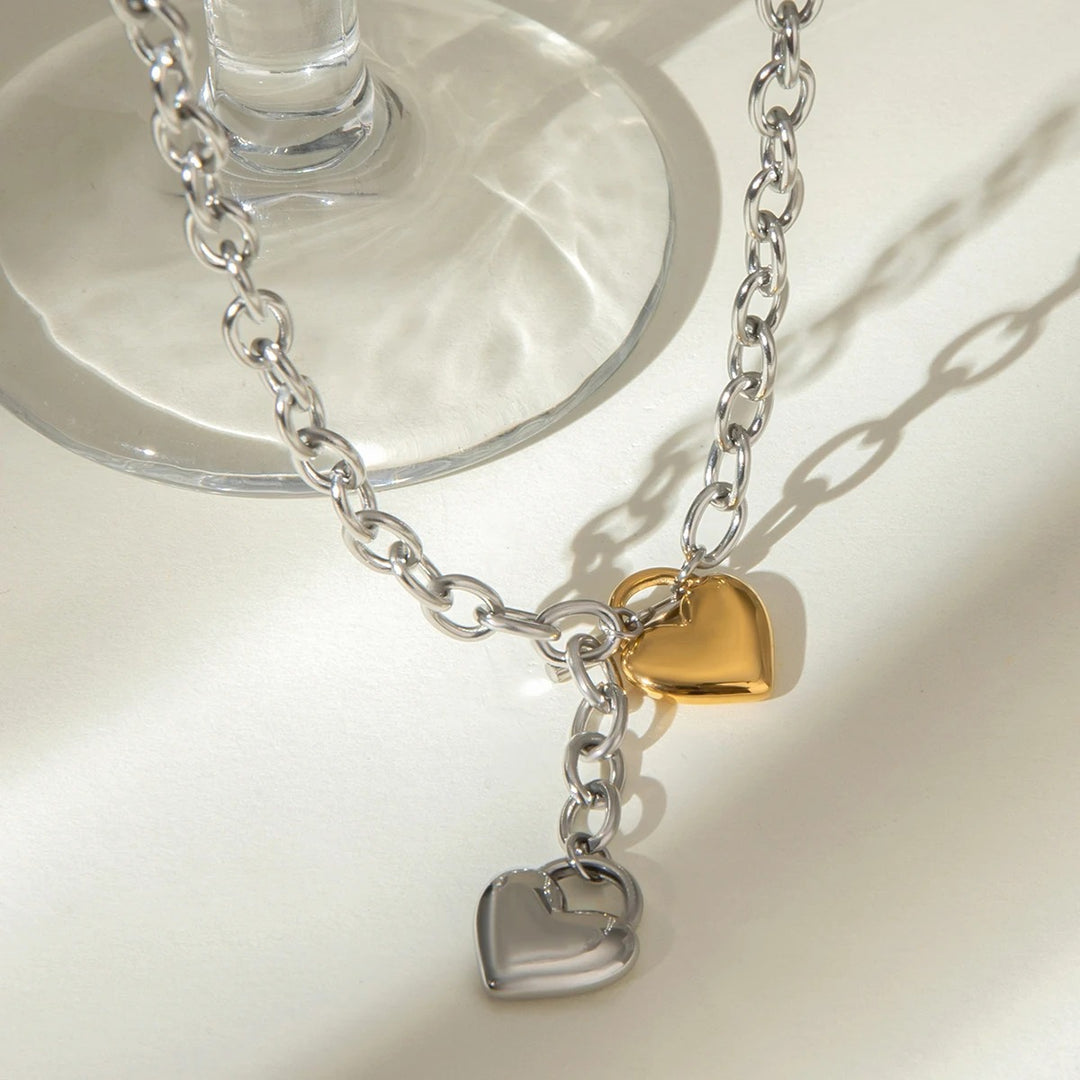 Gold Plated Stainless Steel Heart Pendant Necklace