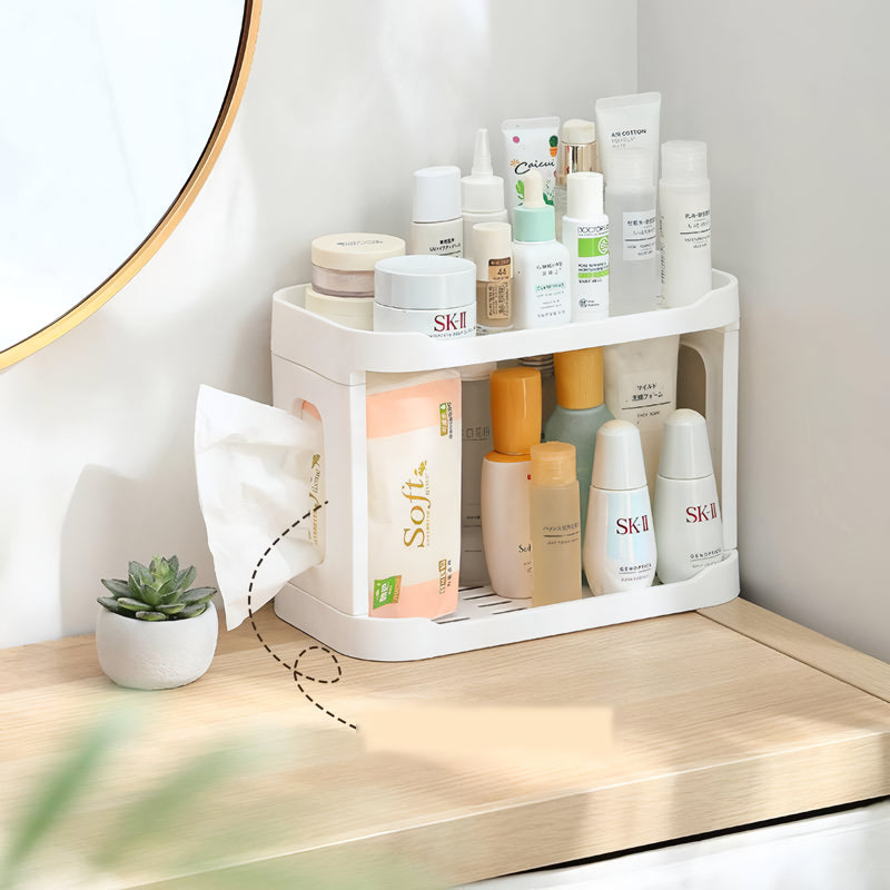 Double-Layer Desktop Storage Rack for Bathroom and Kitchen