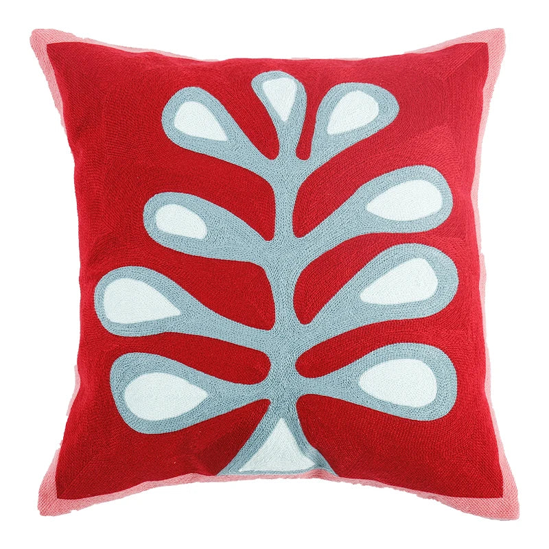 Floral Embroidery Cushion Cover