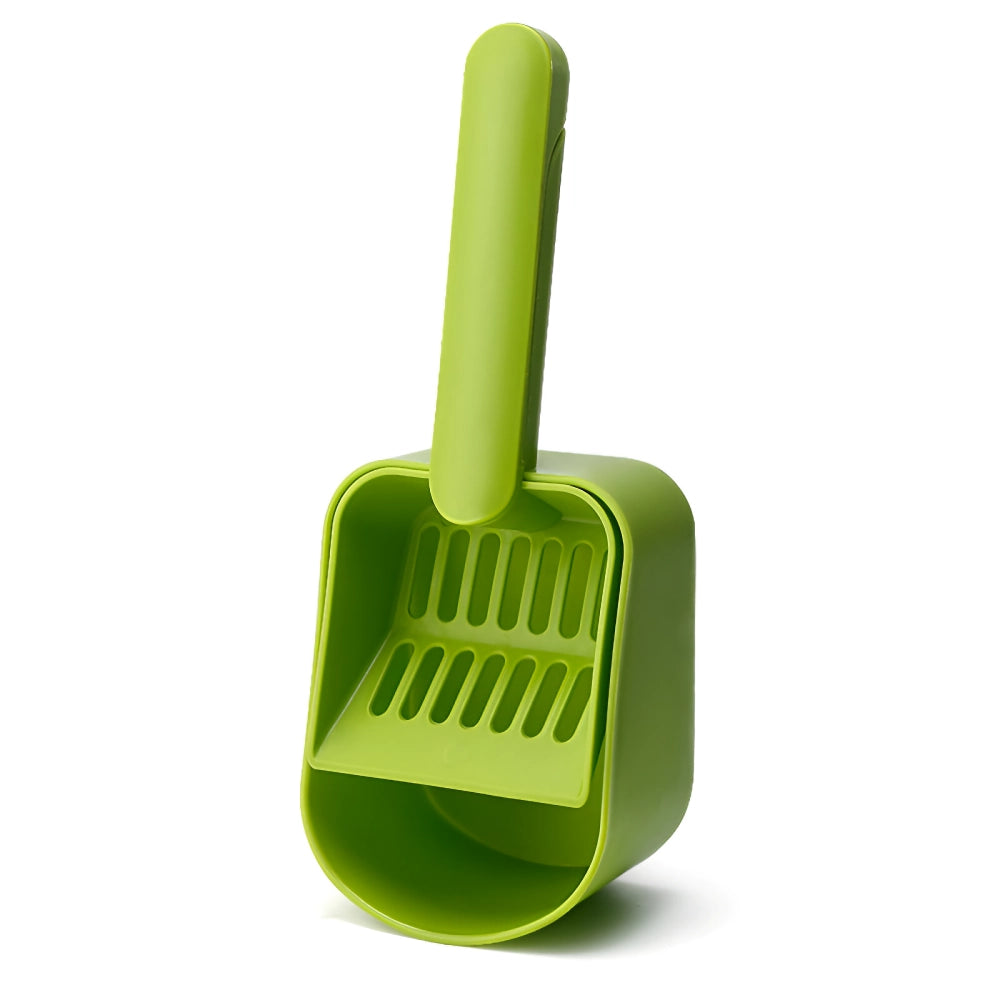 Plastic Cat Litter Scoop with Self-Cleaning Base – Easy & Efficient Litter Box Cleaning Tool