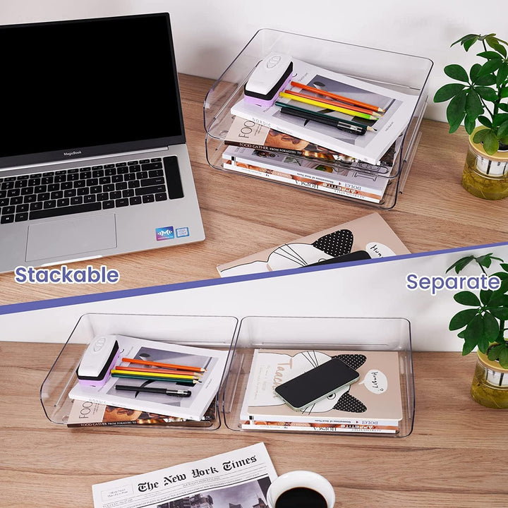 Stackable Transparent Desk Organizer for Office Supplies