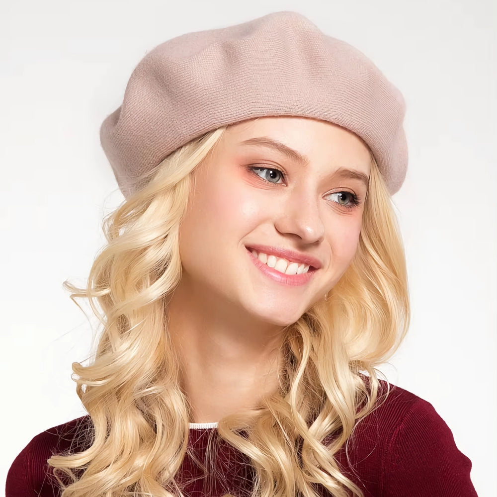 Solid Wool Knitted Beret