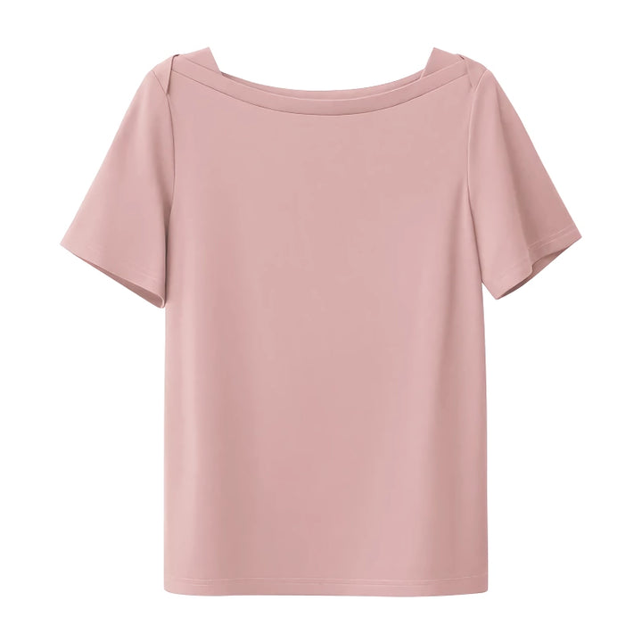 Women’s Minimalist Cotton T-Shirt with One-Line Collar