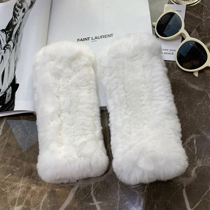 Sweet Warm And Thickened Rex Rabbit Fur Gloves