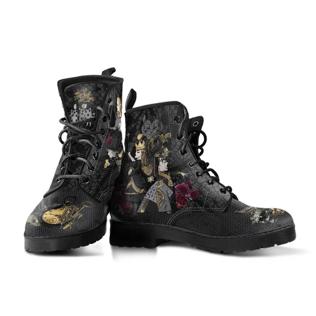 Women's Printed Cartoon Lace-up High-top Leather Boots