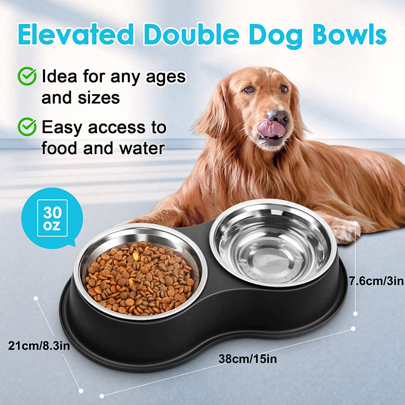 Stainless Steel Anti-Slip Pet Bowls Set