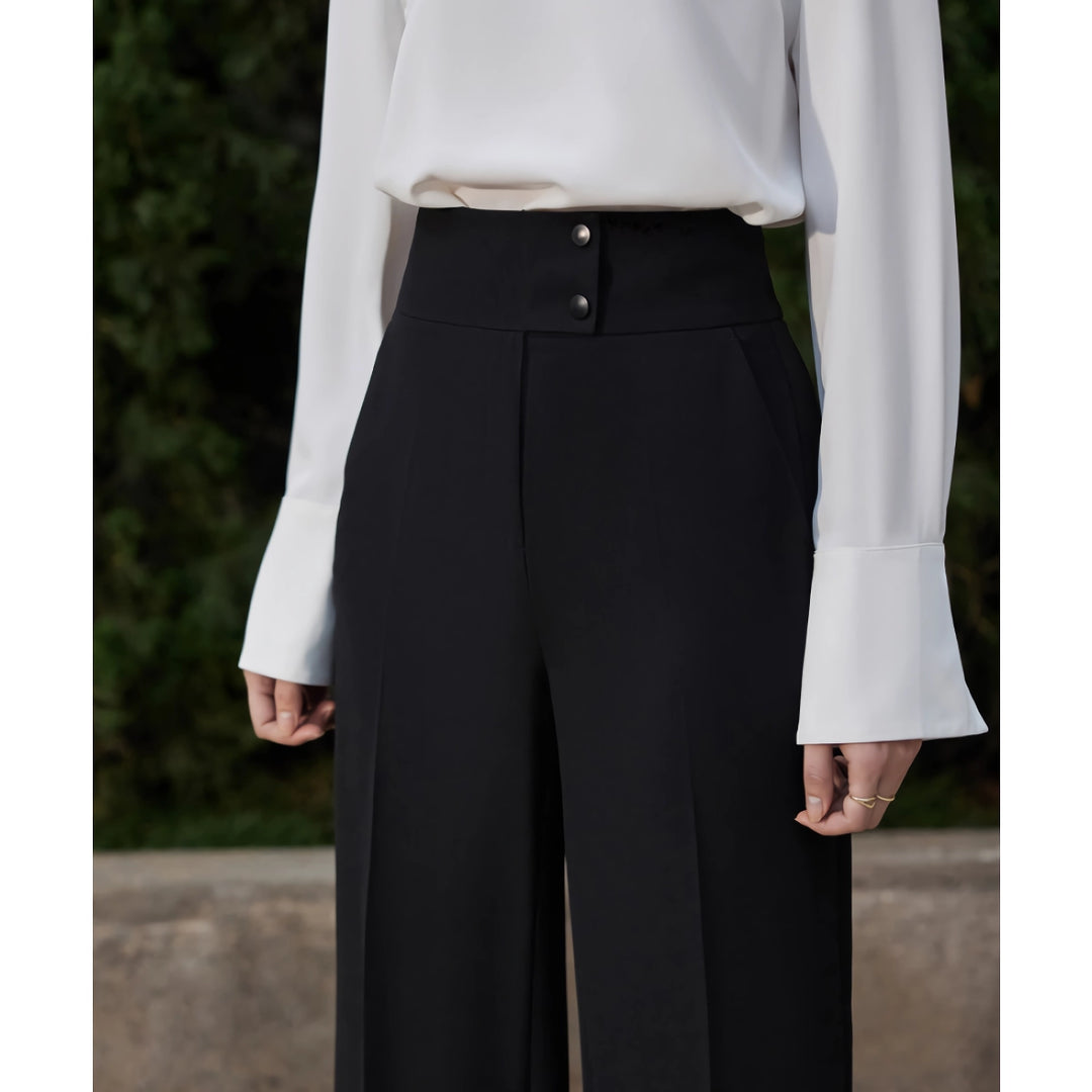 Minimalist High-Waisted Wide-Leg Women's Trousers