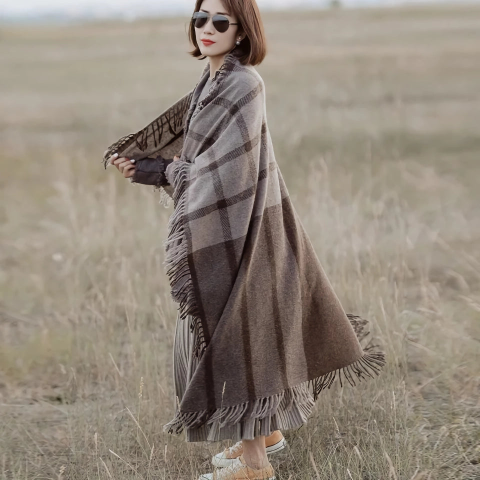 Luxury Wool Plaid Scarf Shawl