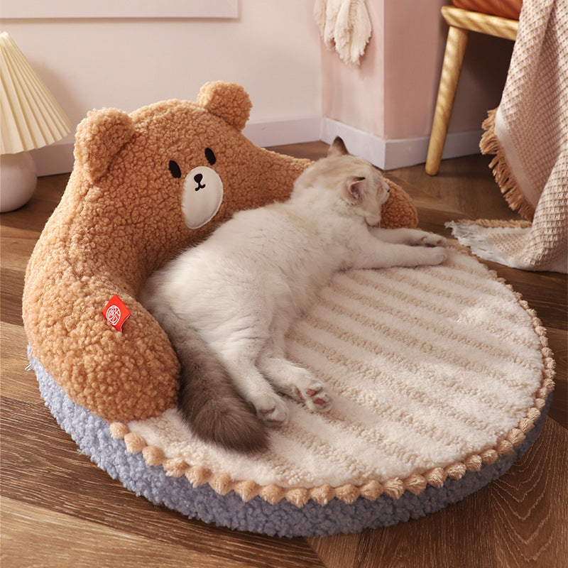 Bear Shaped Cozy Cat & Small Dog Bed