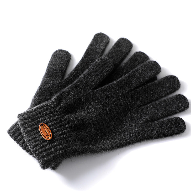 Pure Cashmere Cold-proof Outdoor Thickened Thermal Knitting Finger Gloves