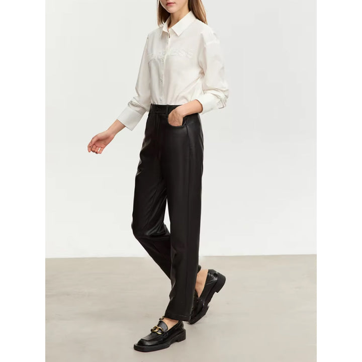 Ankle-Length Casual PU Leather Pants