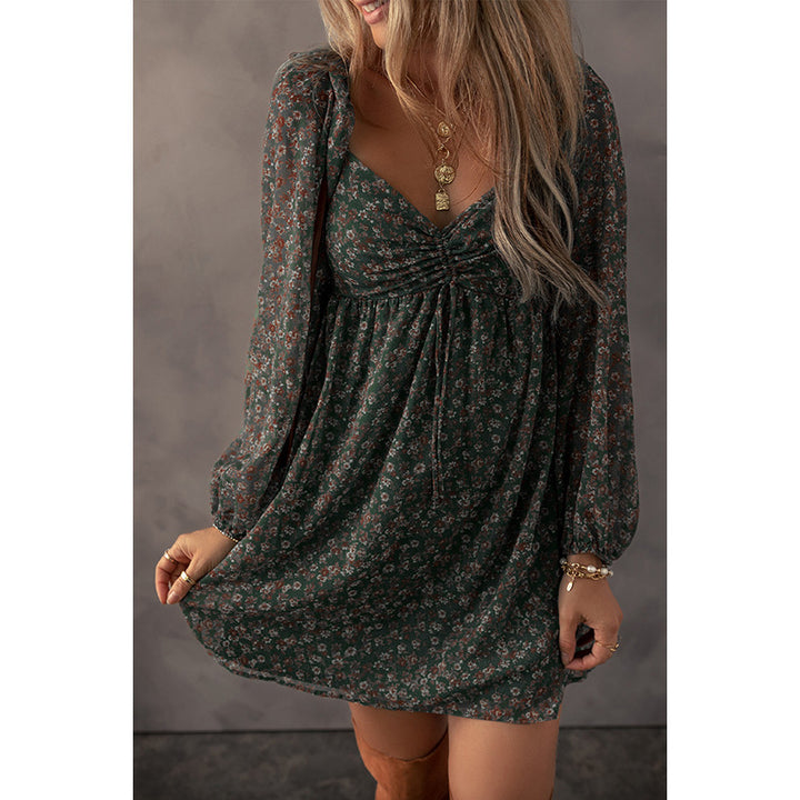 European And American Fashion Floral Print Long Sleeve Dress