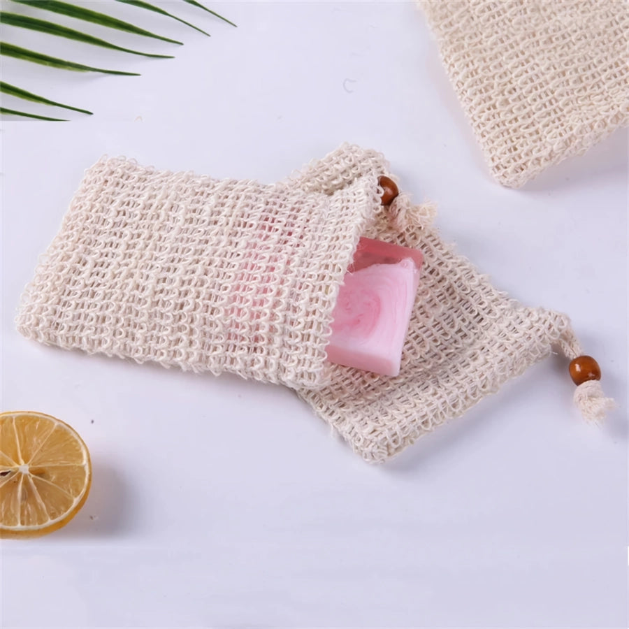 Natural Sisal Soap Bag Exfoliating Soap Saver Pouch Holder