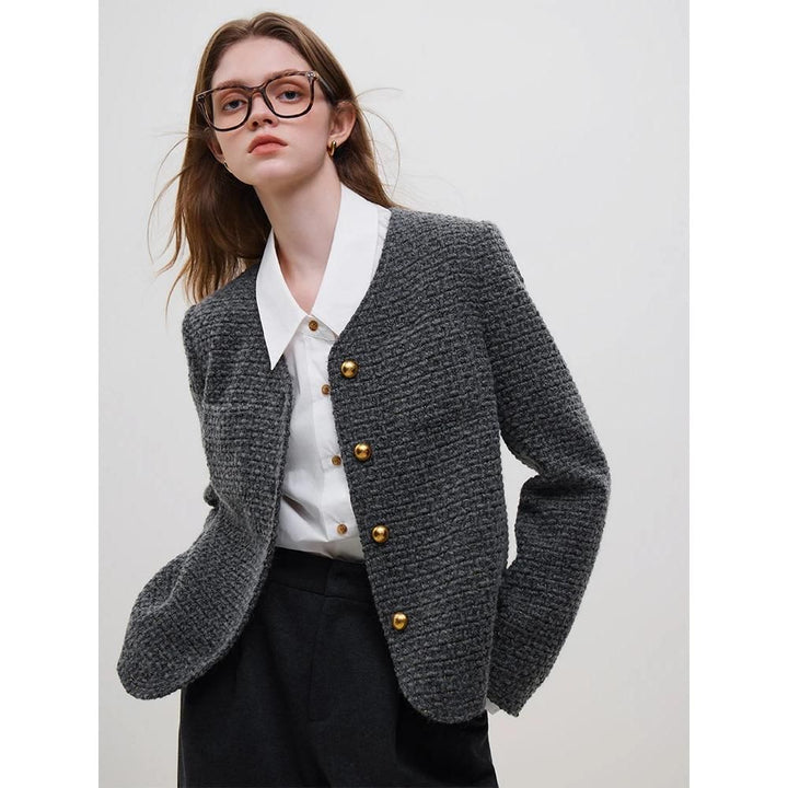Elegant Winter Wool Tweed Jacket for Women