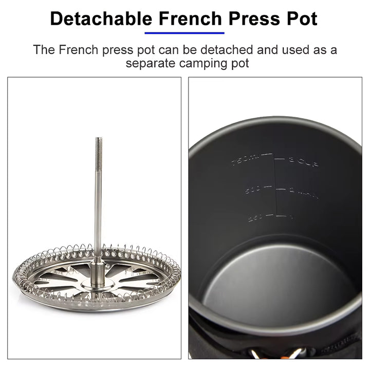 Portable Camping Cooking System with Heat Exchanger and Gas Stove