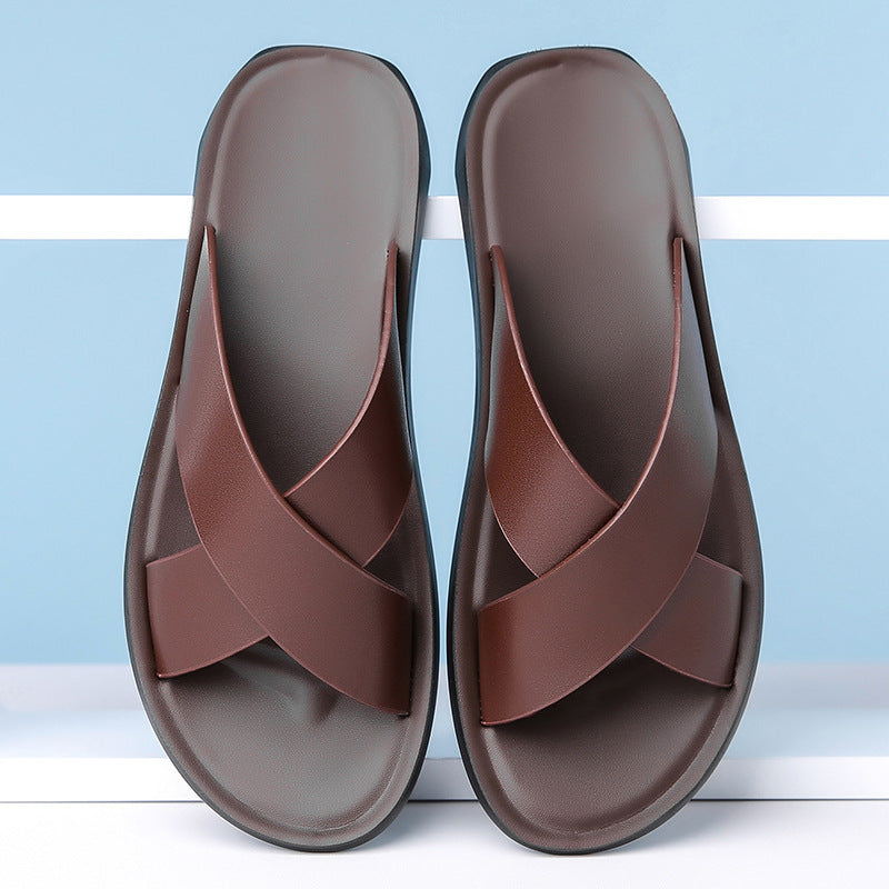 Men's Leather Summer Casual Slippers